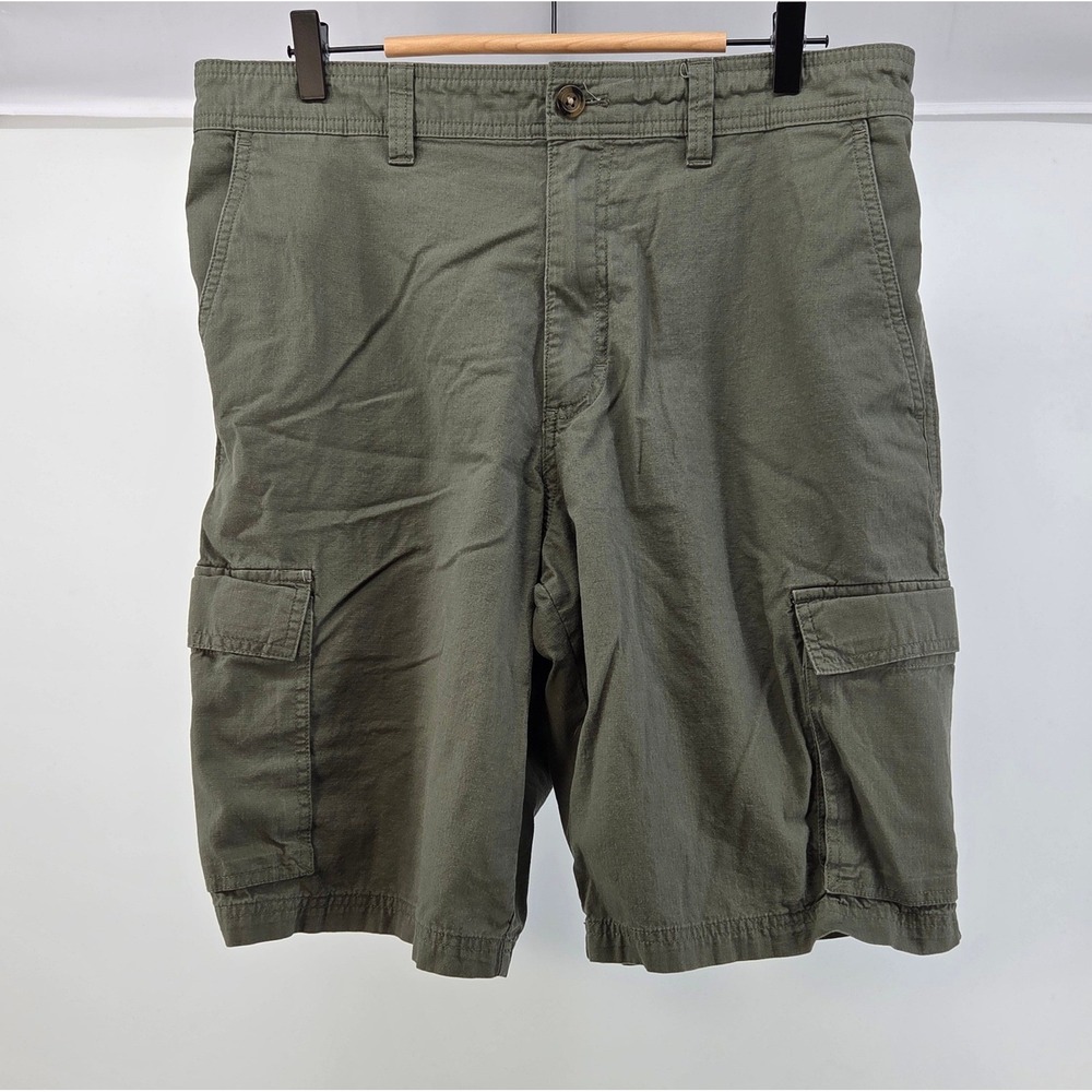 Eddie Bauer Cargo Shorts Mens 34 Green Cotton Outdoor Gorpcore Utility